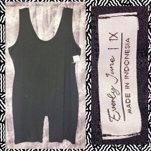 Everly June brand Black Slip-On Soft Knit Tank Romper Sz 1X(14/16/18)